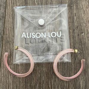 Alison Lou loucite light pink hoop earrings